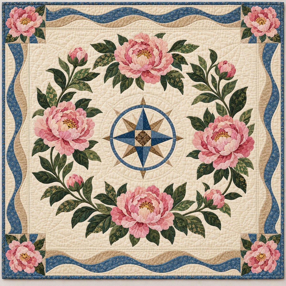 Indiana Peony Garden quilt blanket