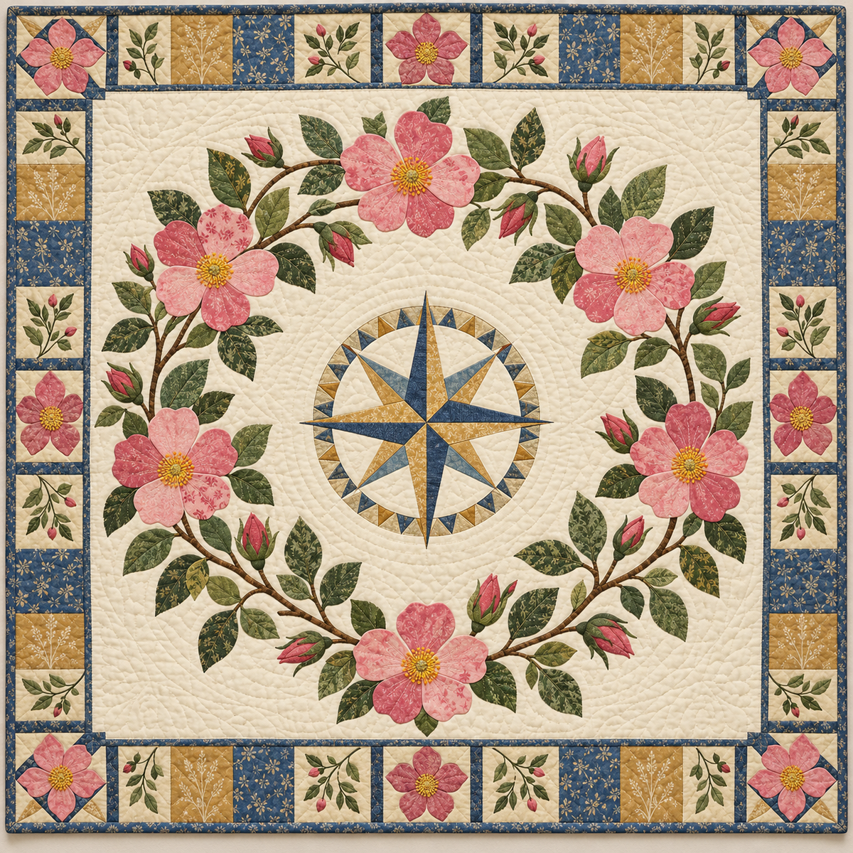 Iowa Wild rose Garden quilt blanket
