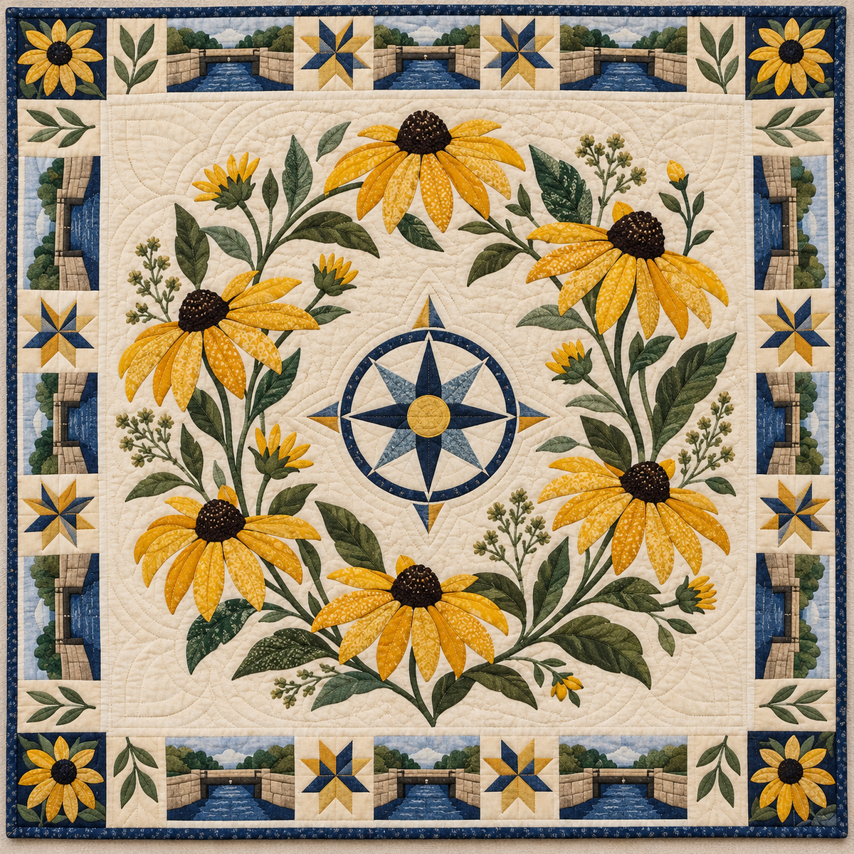 Maryland Black-eyed Susan Garden quilt blanket