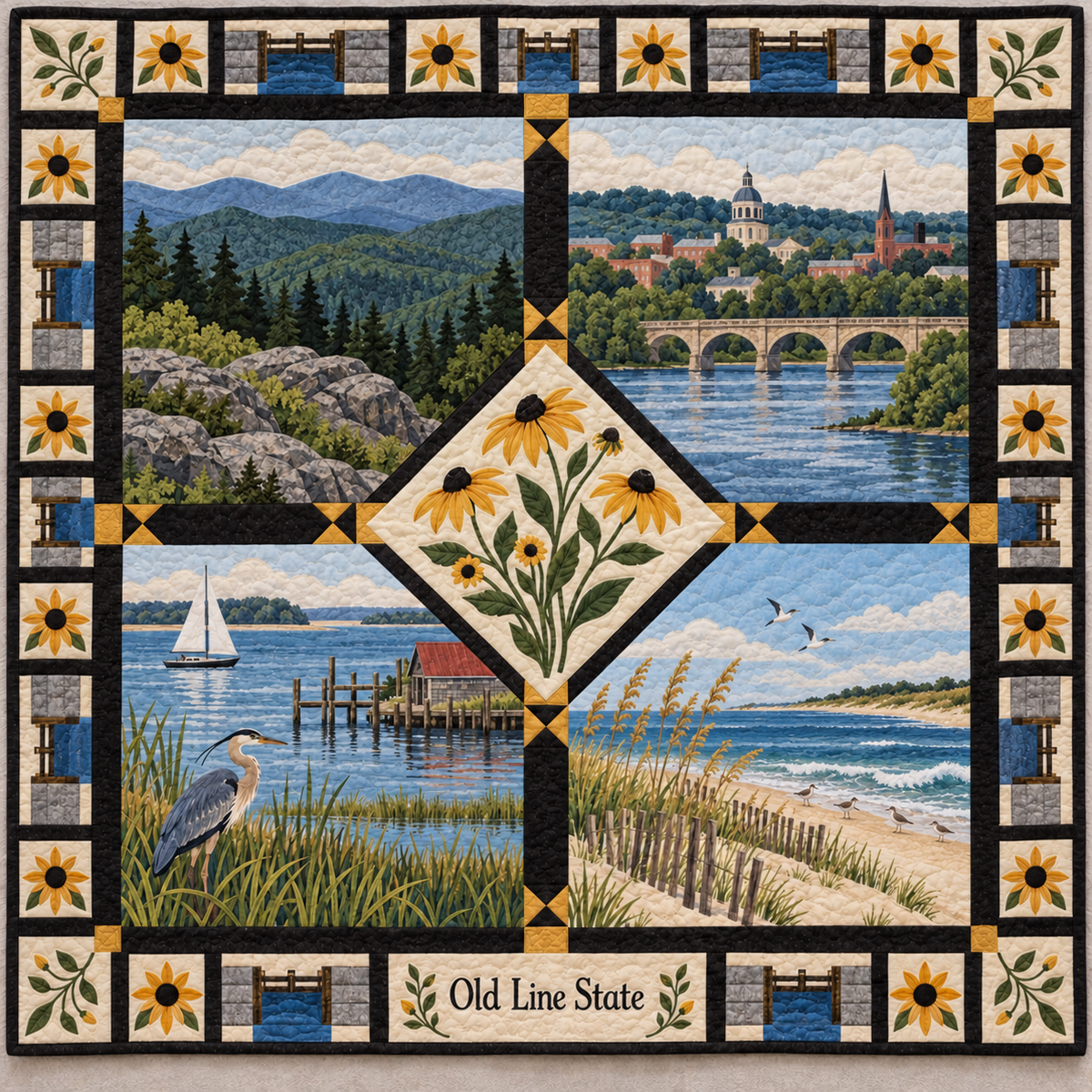 Maryland Old Line State Sampler quilt blanket