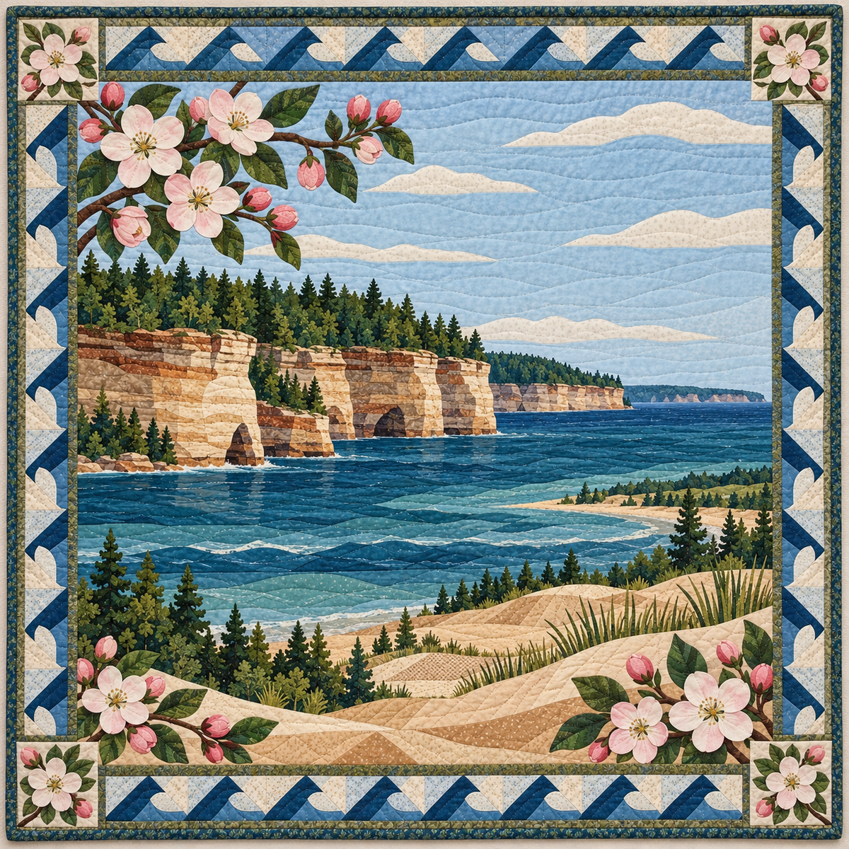 Michigan Blossom Great Lakes quilt blanket