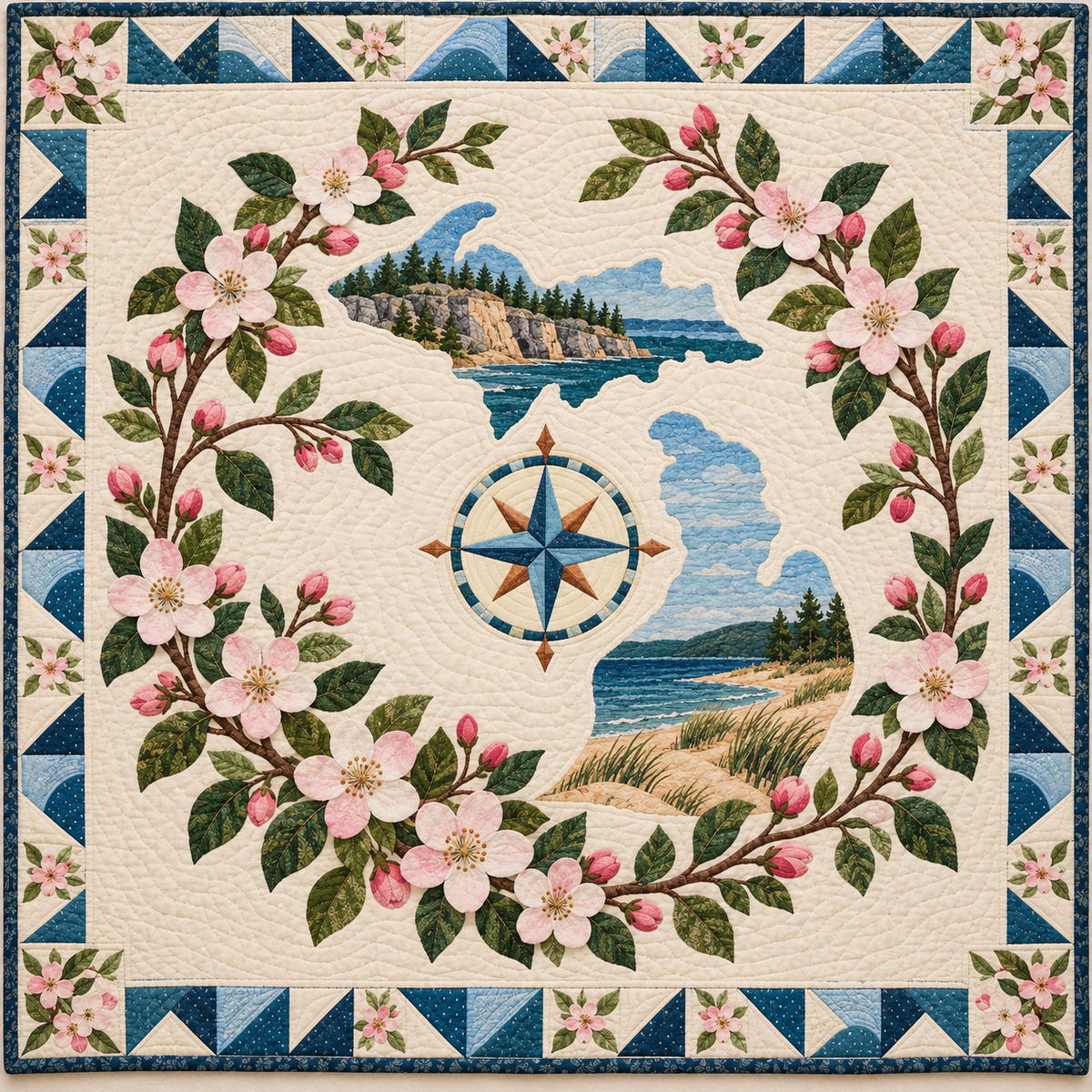 Michigan Sweet crabapple blossom Garden quilt blanket