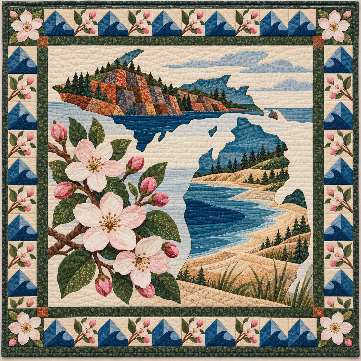Michigan Copper Country Windows quilt blanket