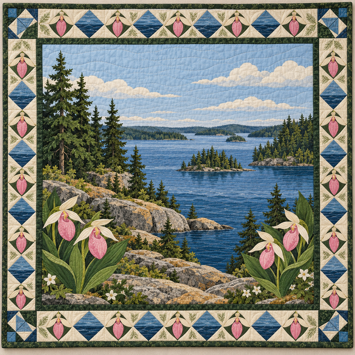 Minnesota Lady's-Slipper Lakes quilt blanket