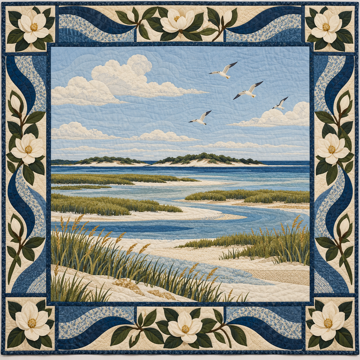 Mississippi Magnolia River Light quilt blanket