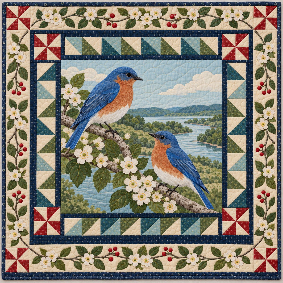 Missouri Bluebird Springwater quilt blanket
