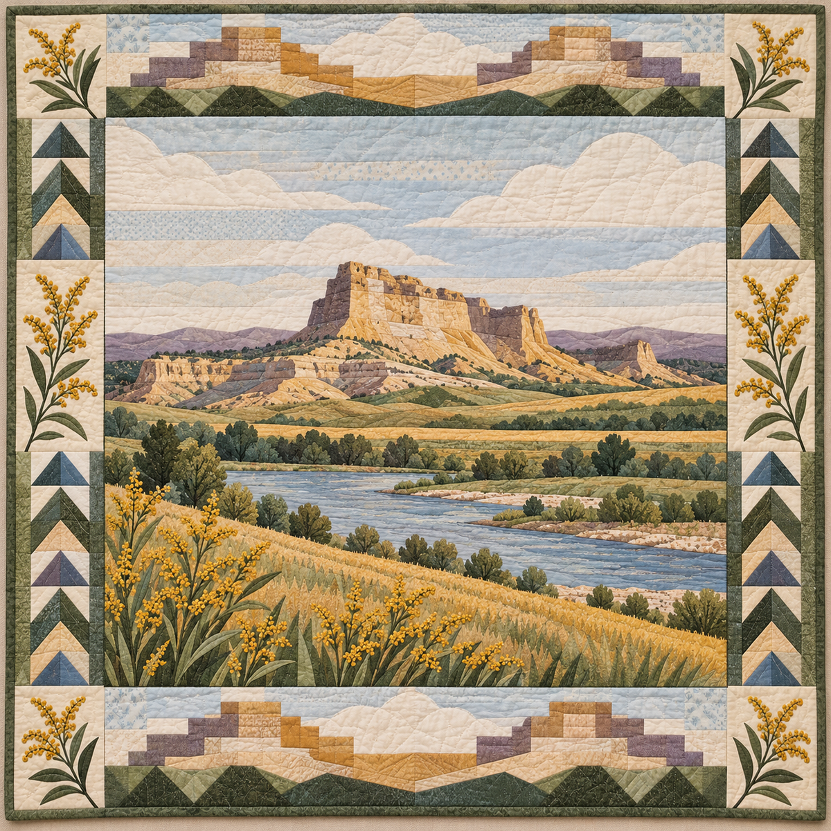 Nebraska Goldenrod Bluff Horizon quilt blanket