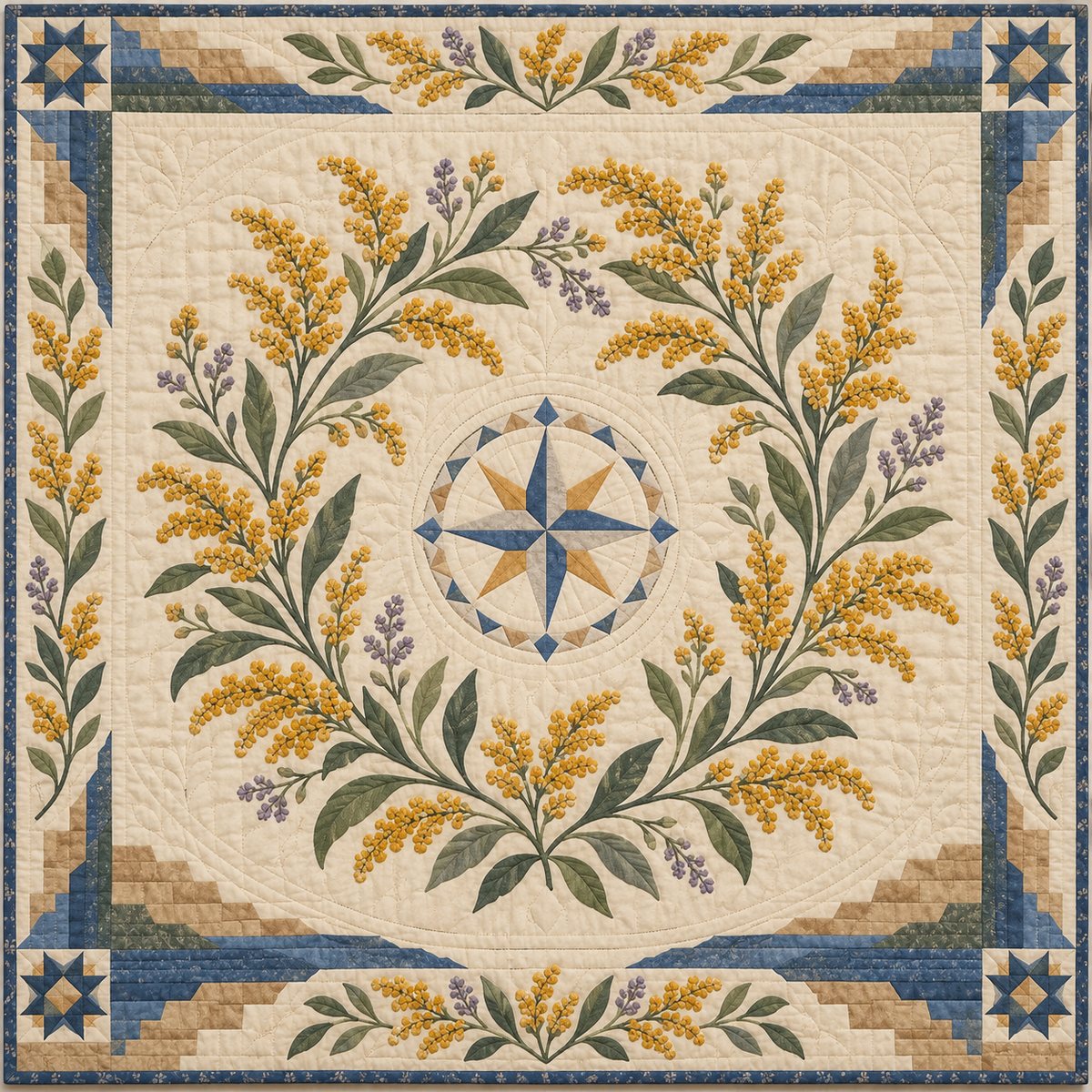 Nebraska Goldenrod Garden quilt blanket