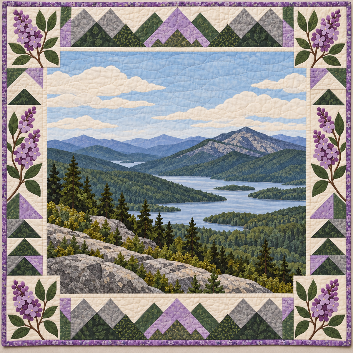 New Hampshire Lilac Mountain Quiet quilt blanket