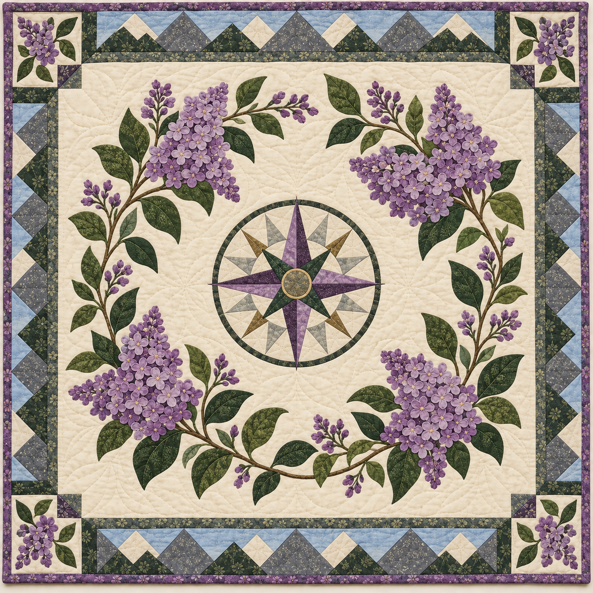New Hampshire Purple lilac Garden quilt blanket
