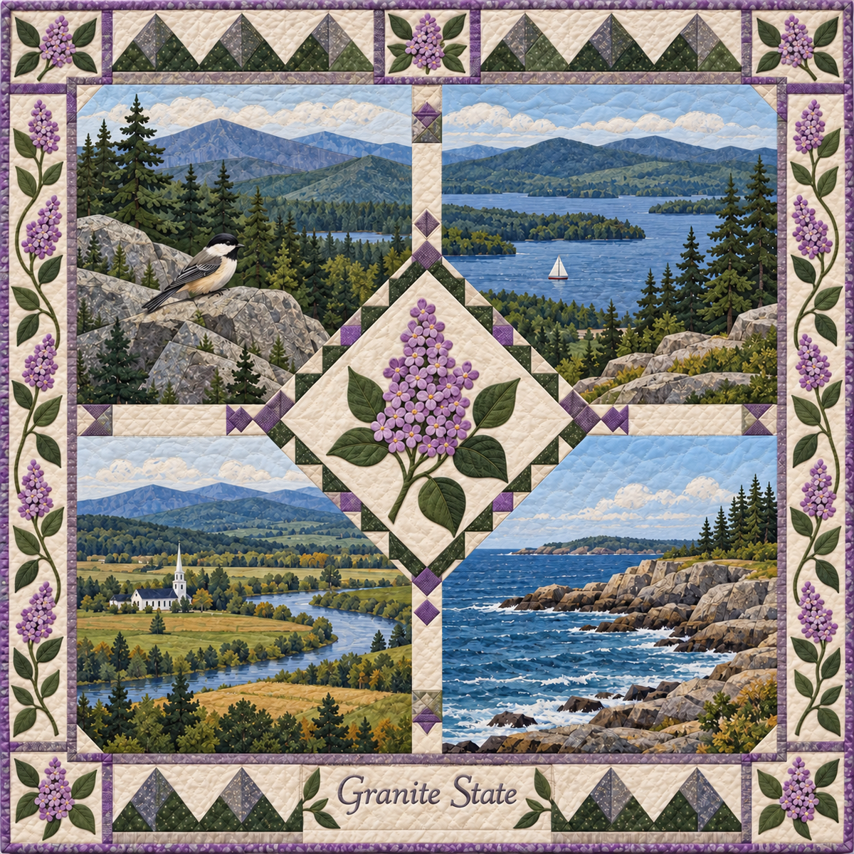 New Hampshire Granite State Sampler quilt blanket