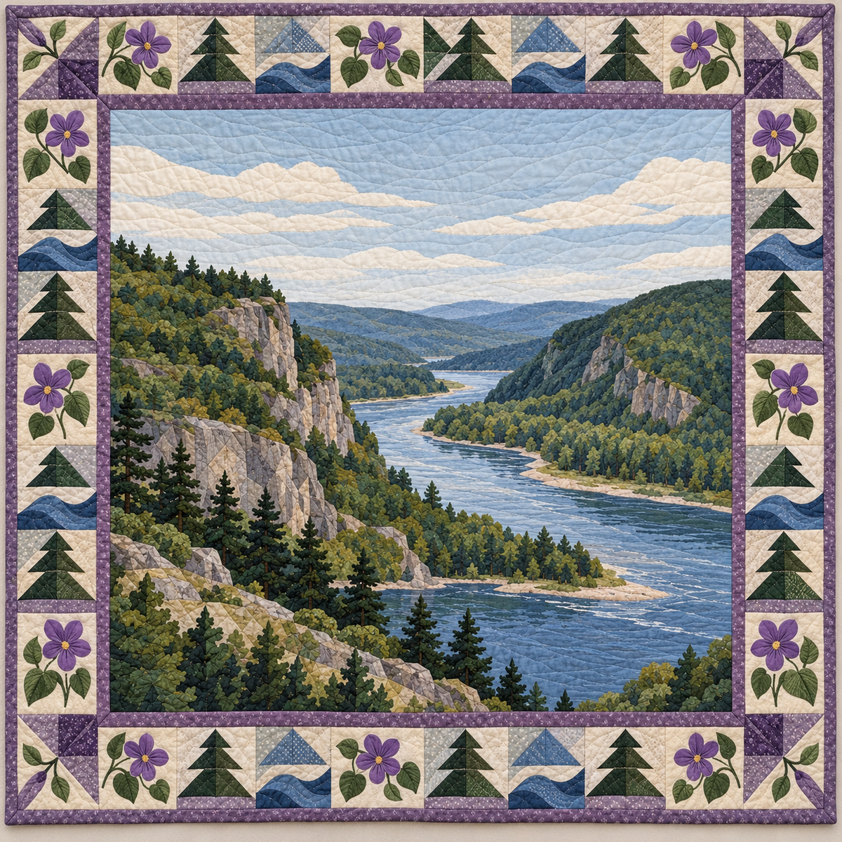 New Jersey Violet Pine and Tide quilt blanket