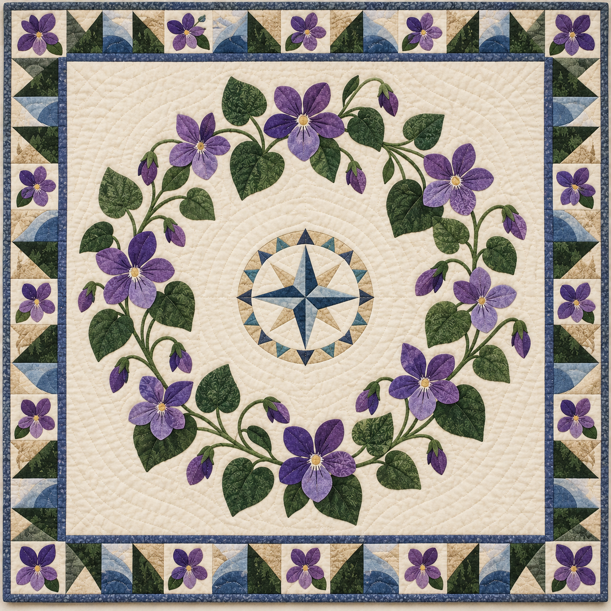 New Jersey Violet Garden quilt blanket