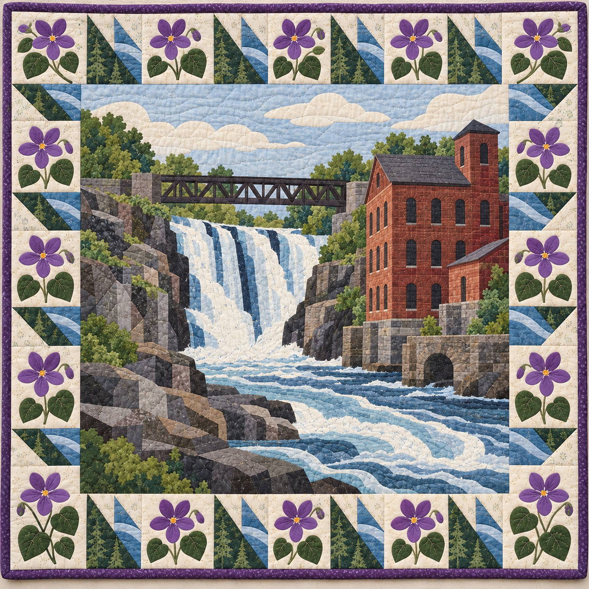New Jersey Paterson Waterwheel Rhythm quilt blanket