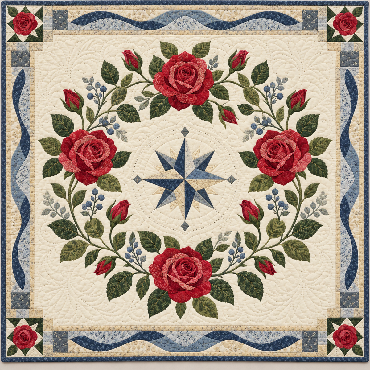 New York Rose Garden quilt blanket