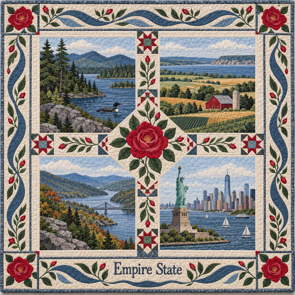 New York Empire State Sampler quilt blanket