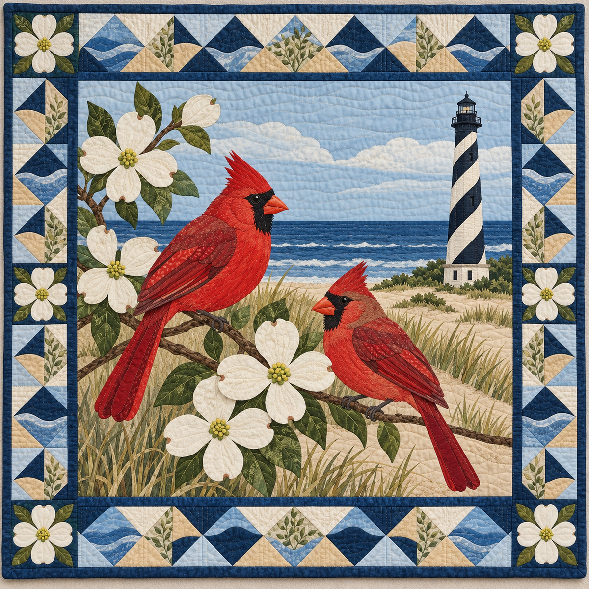 North Carolina Cardinal Dogwood Dawn quilt blanket