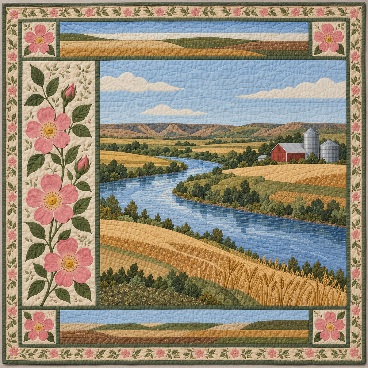 North Dakota River and Garden Home quilt blanket