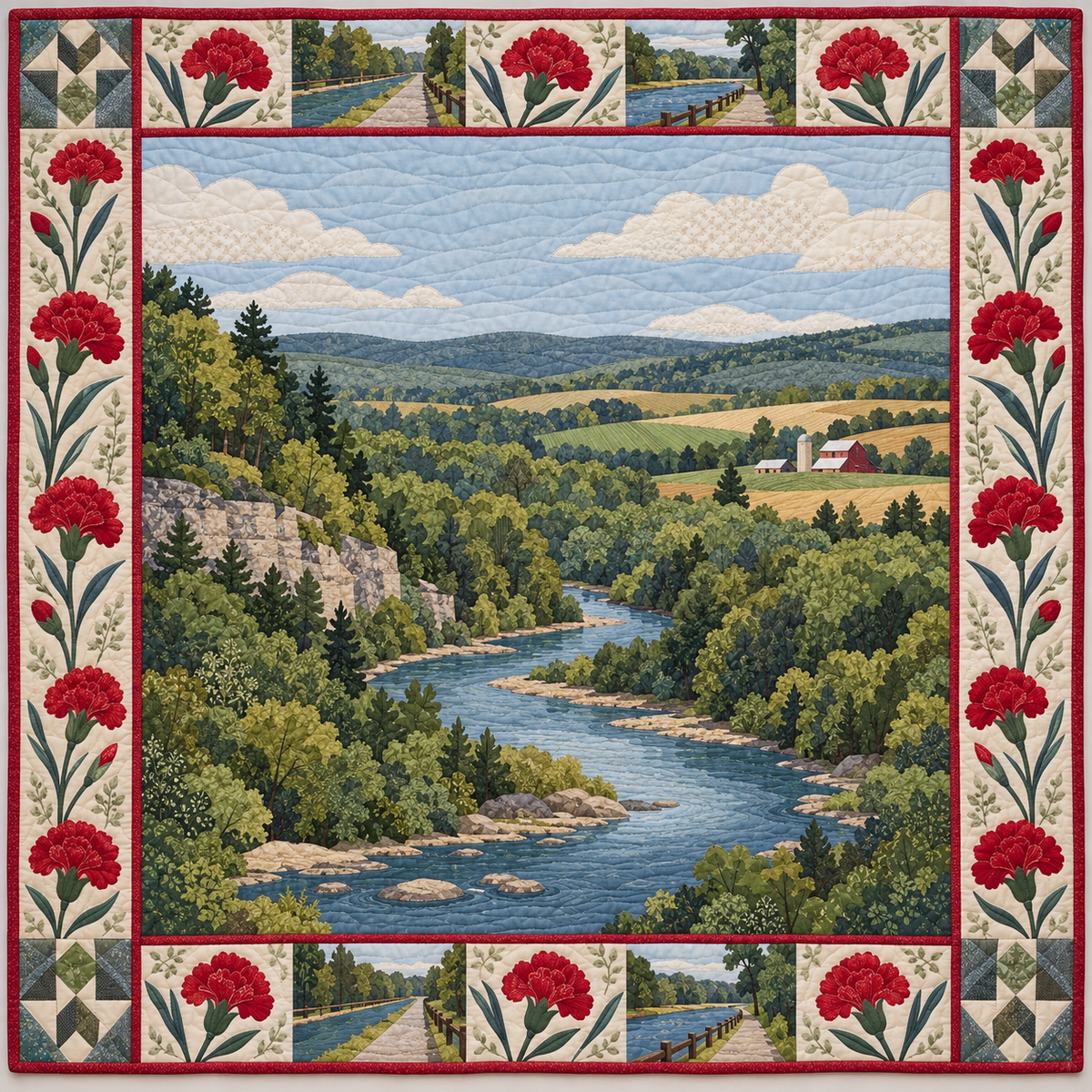Ohio Carnation Riverways quilt blanket