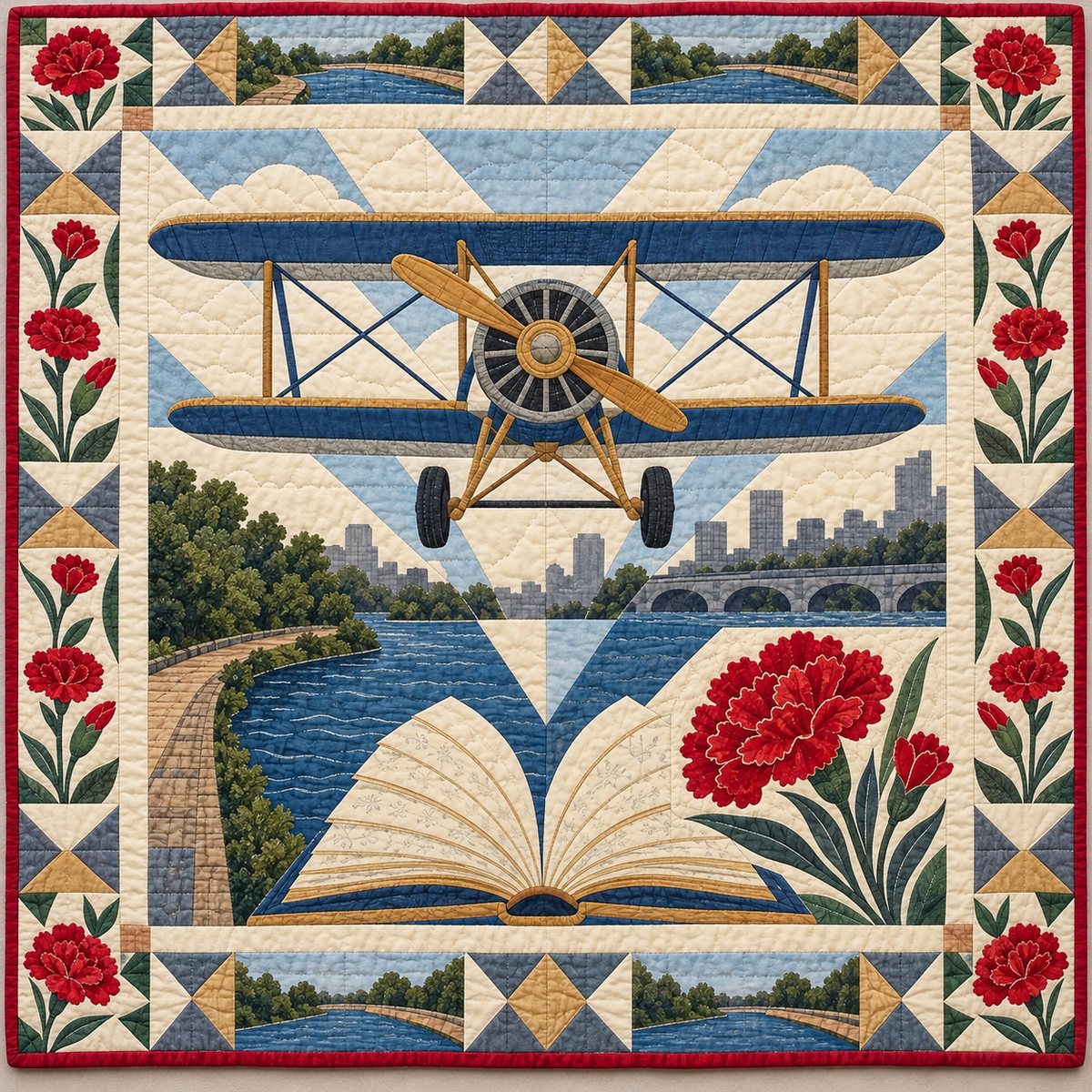 Ohio Dayton Wings and Words quilt blanket