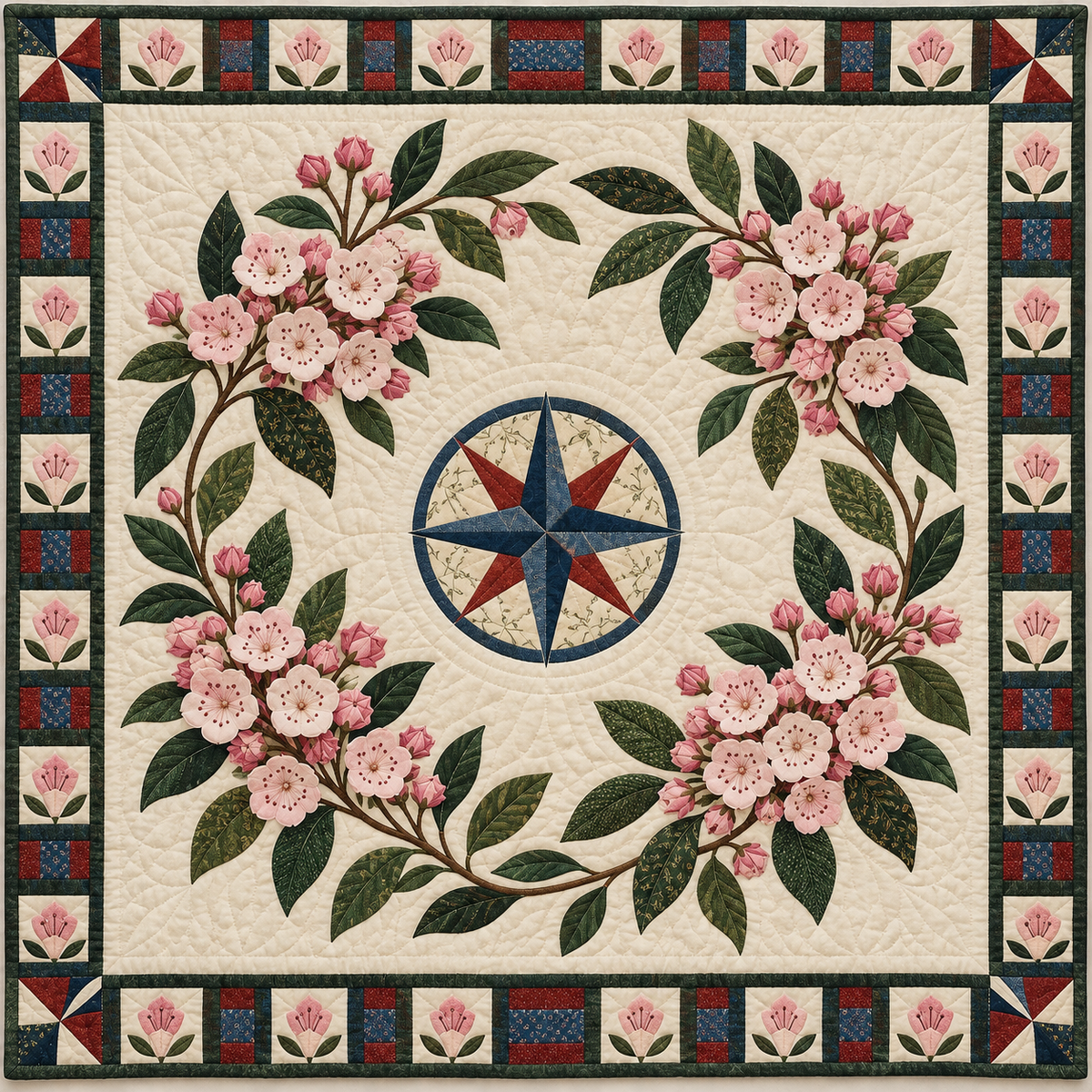 Pennsylvania Mountain laurel Garden quilt blanket