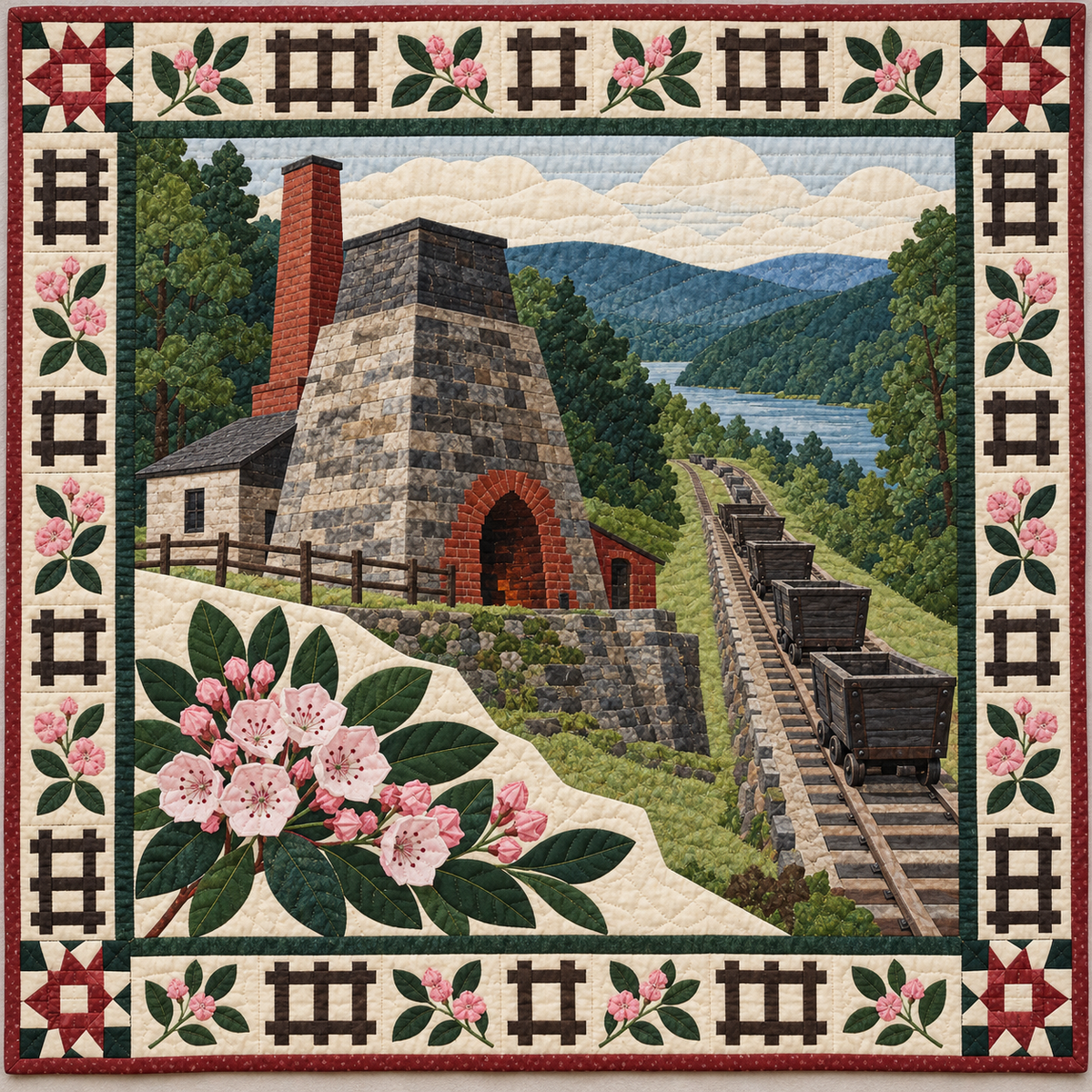 Pennsylvania Keystone Iron and Rail quilt blanket