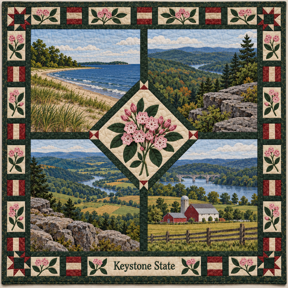 Pennsylvania Keystone State Sampler quilt blanket