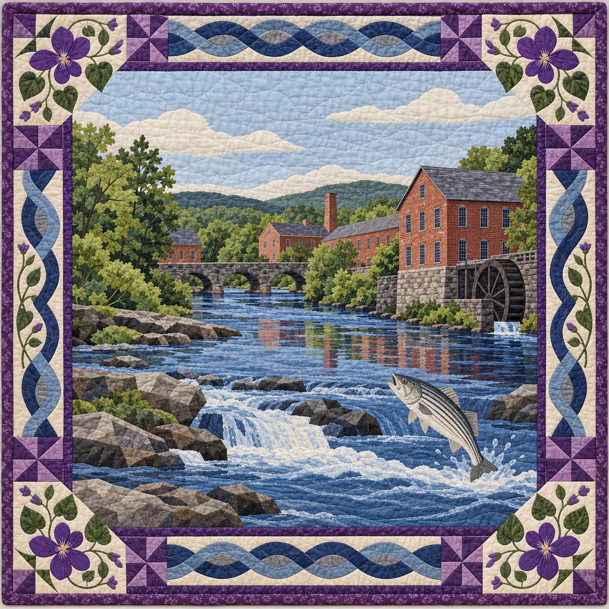 Rhode Island Violet Millstream quilt blanket