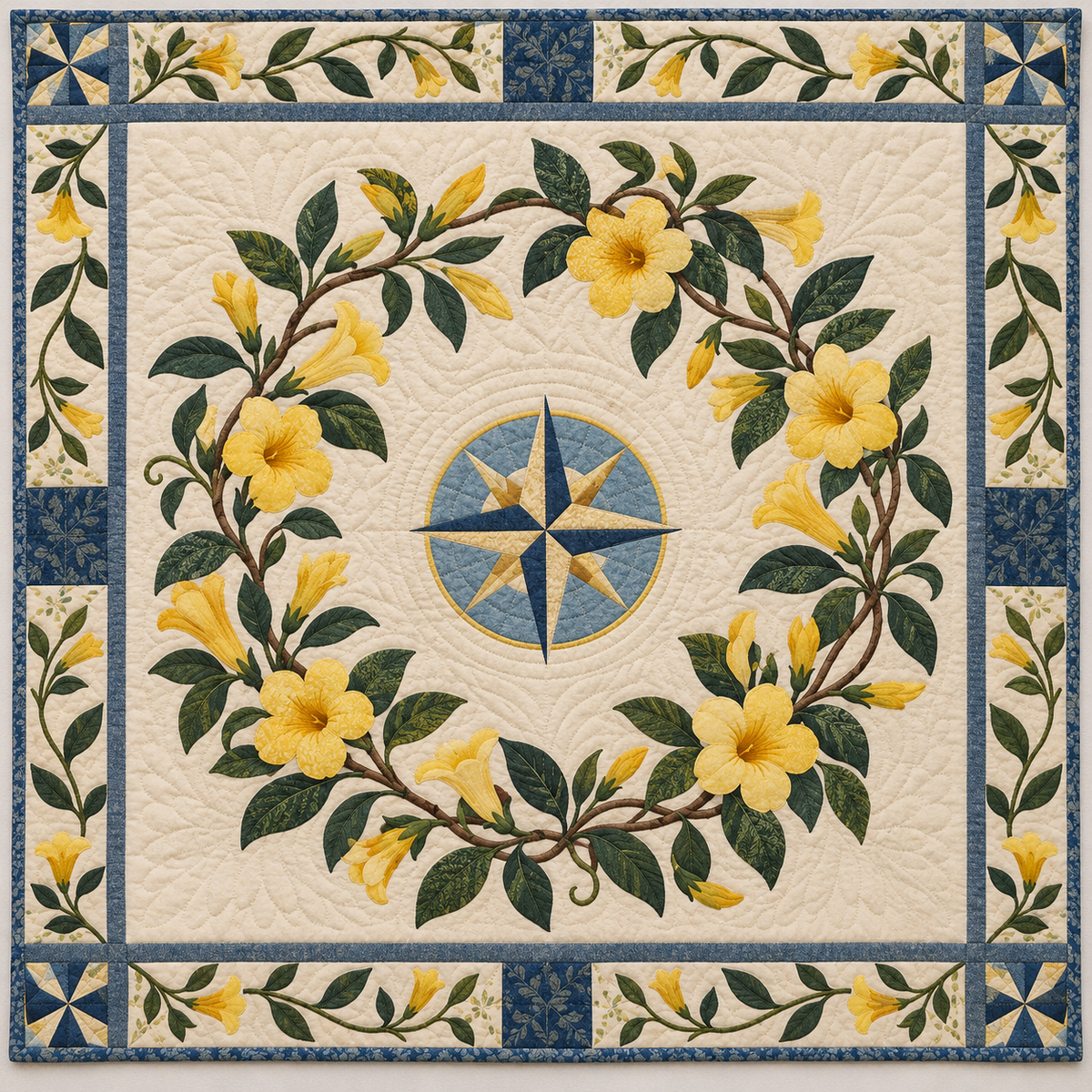 South Carolina Yellow jessamine Garden quilt blanket