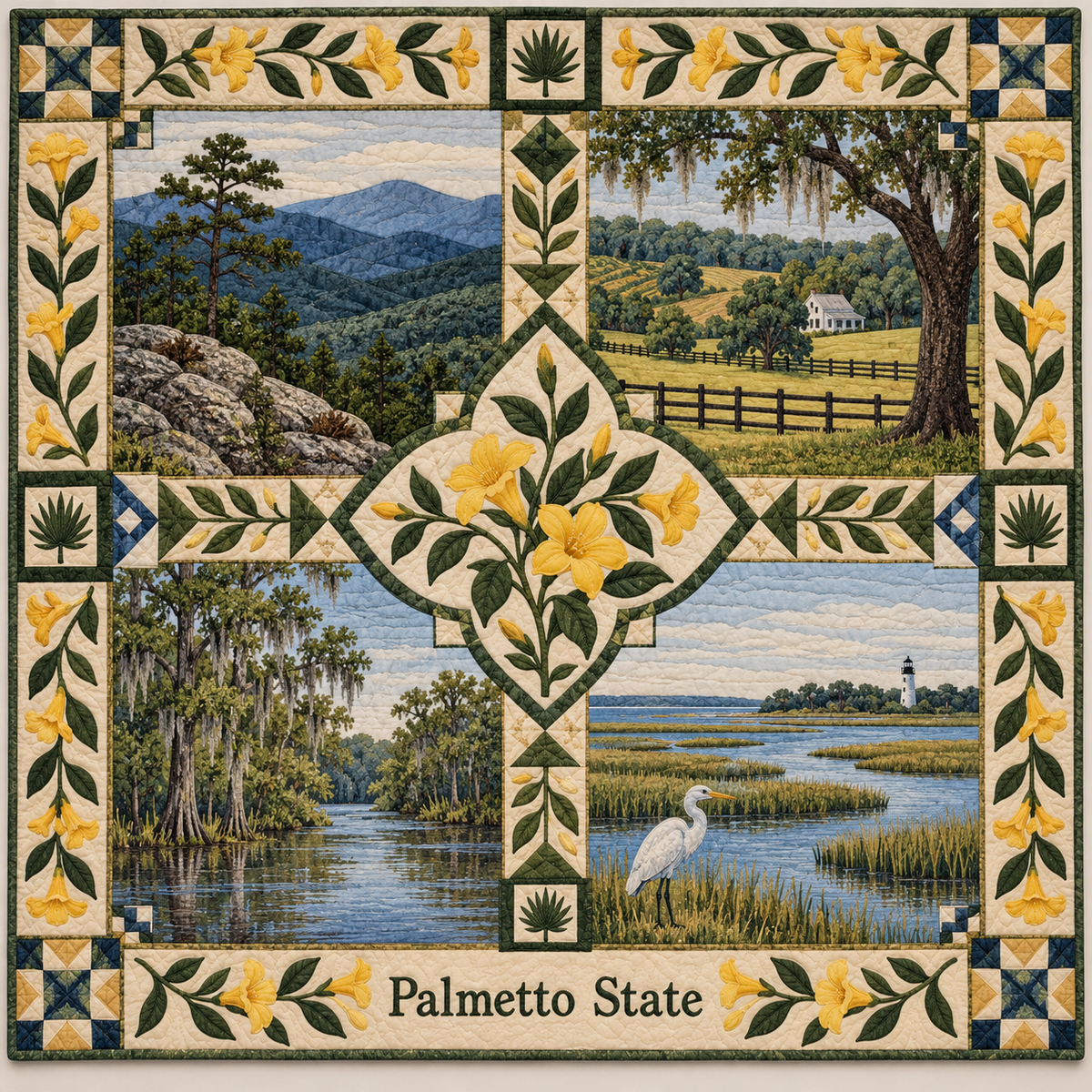 South Carolina Palmetto State Sampler quilt blanket