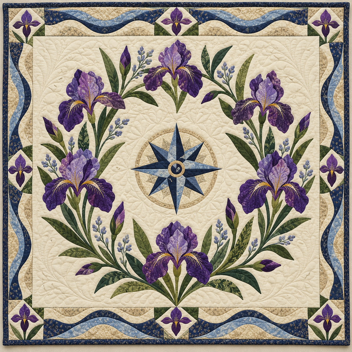 Tennessee Iris Garden Compass quilt blanket