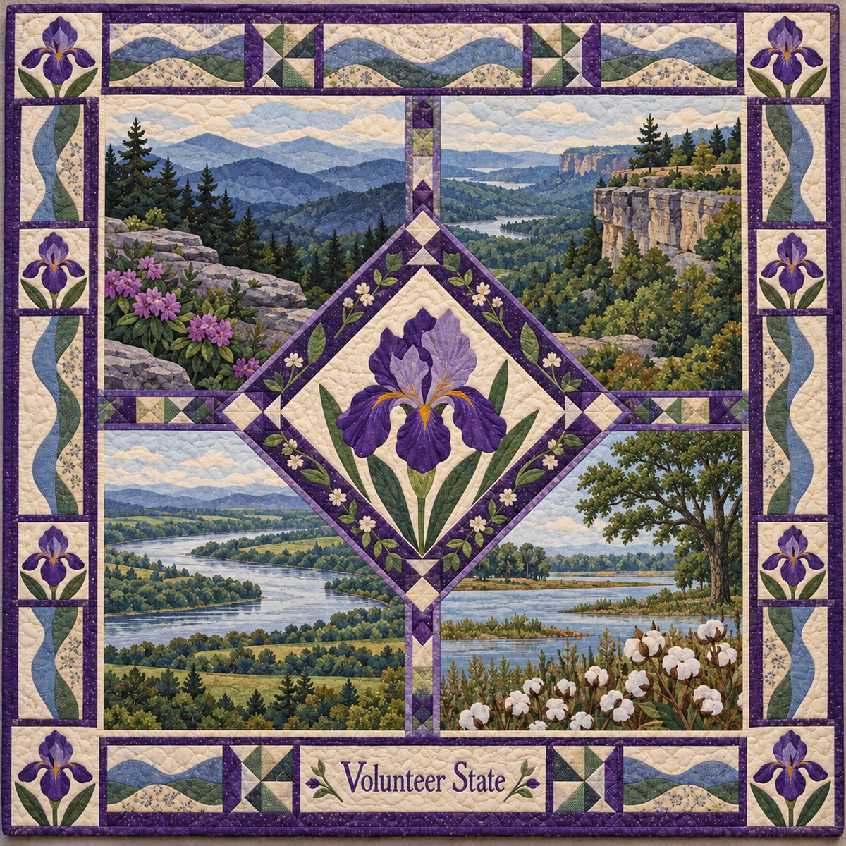 Tennessee Volunteer State Sampler quilt blanket