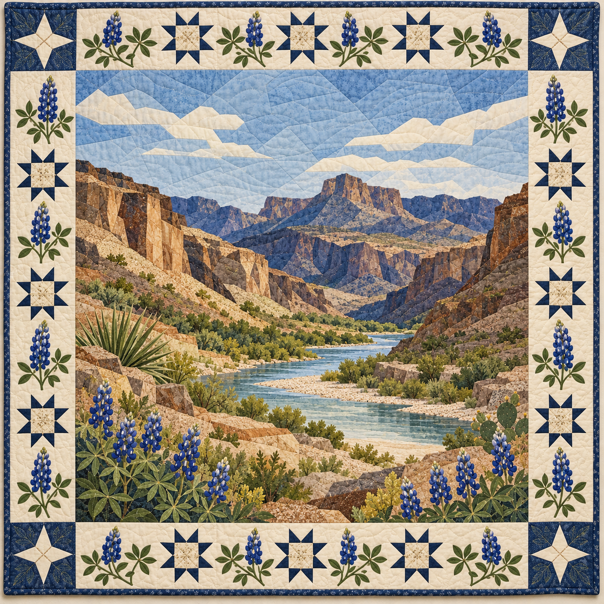 Texas Bluebonnet Home Star quilt blanket