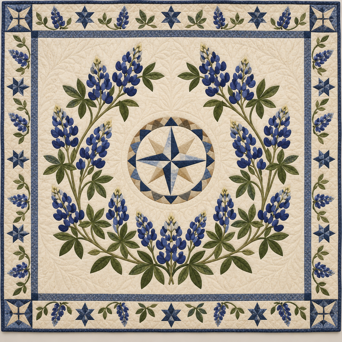 Texas Bluebonnet Garden quilt blanket