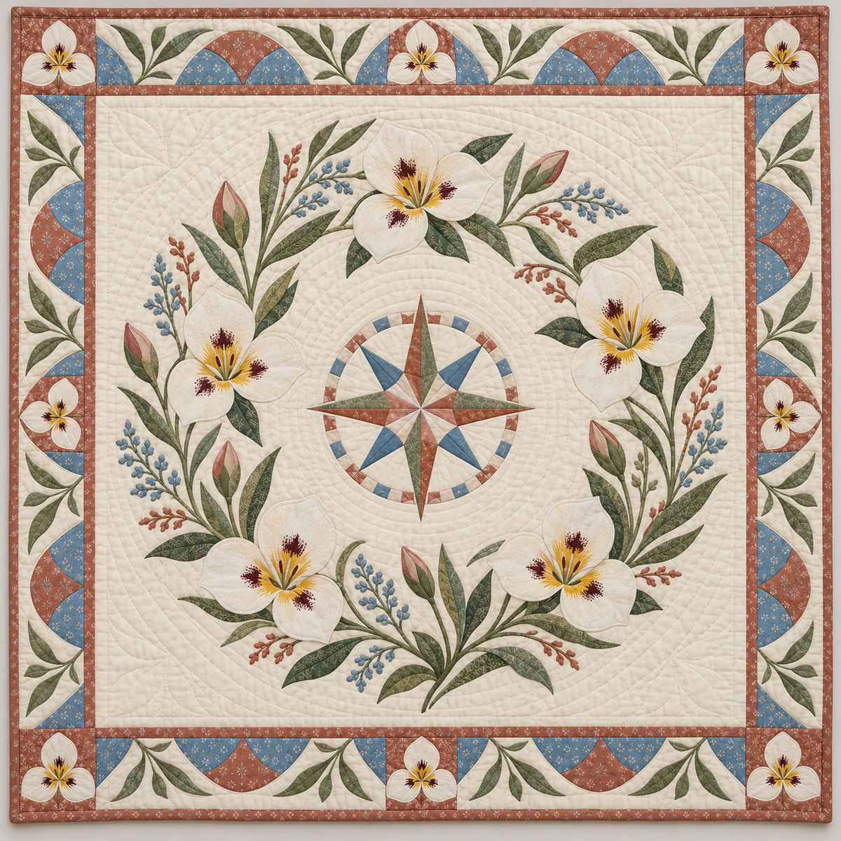 Utah Sego lily Garden quilt blanket