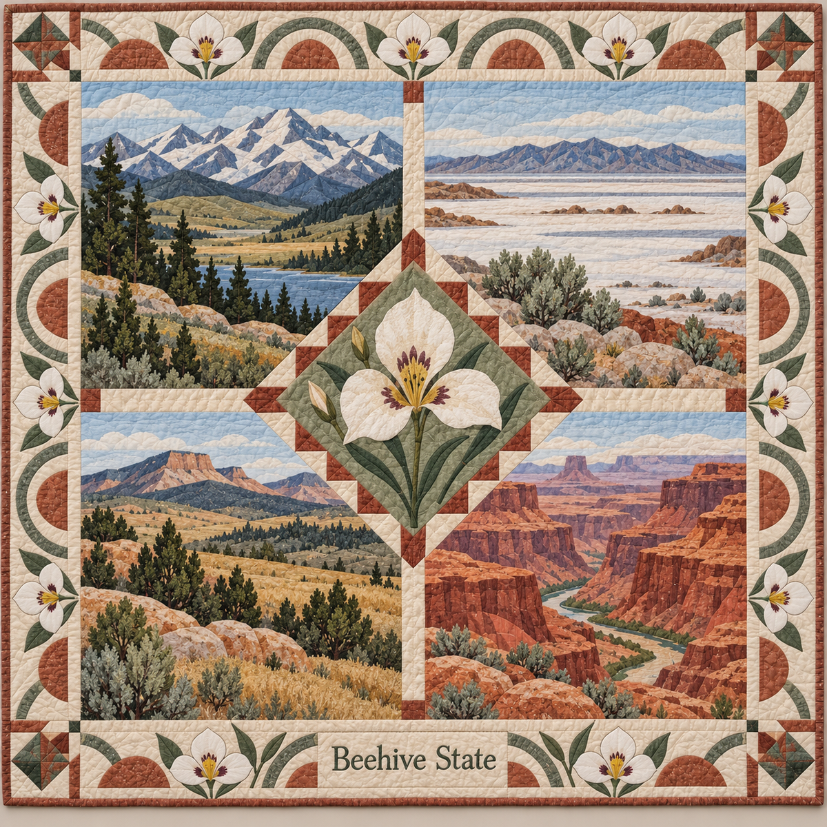 Utah Beehive State Sampler quilt blanket