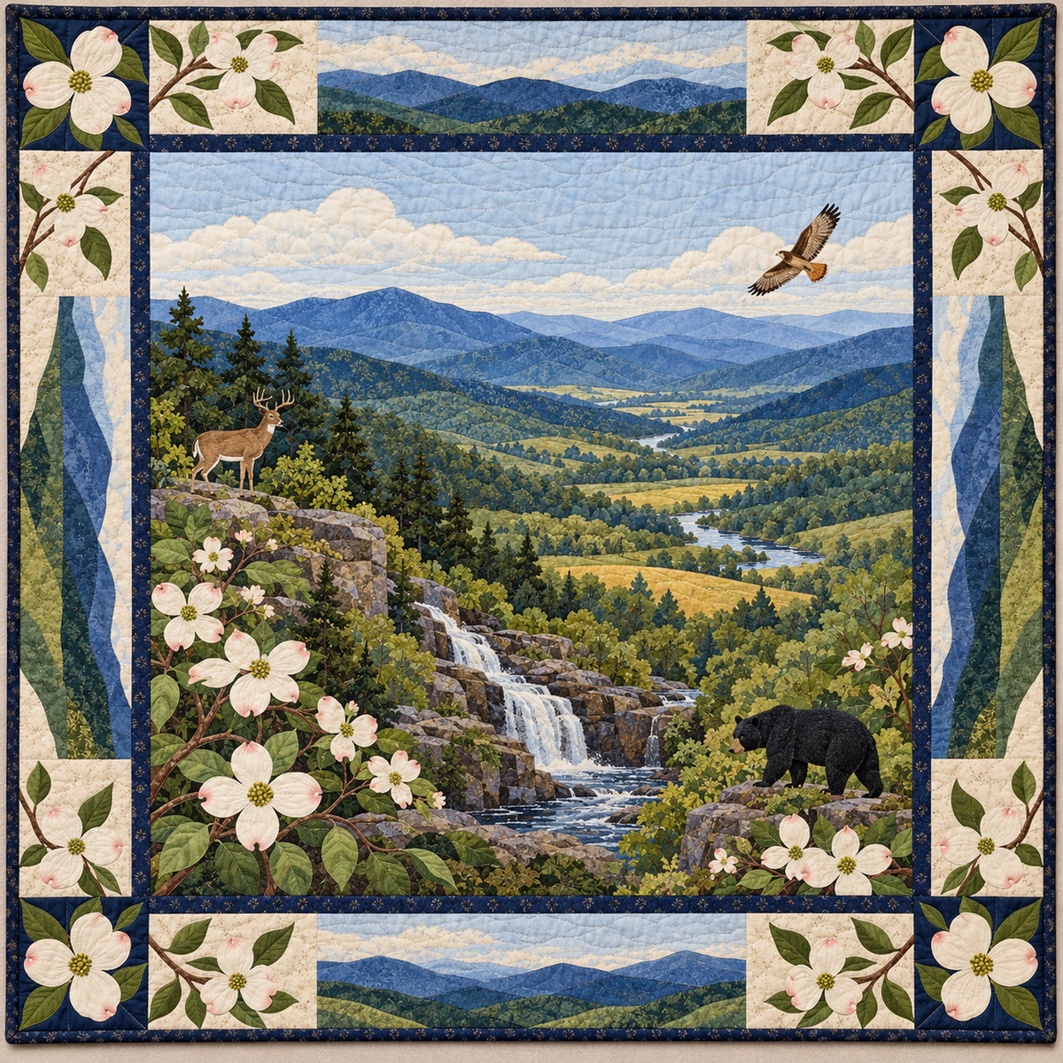 Virginia Dogwood Valley Light quilt blanket