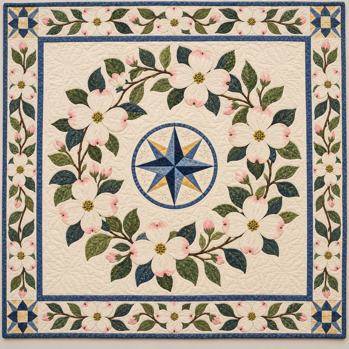 Virginia Flowering dogwood Garden quilt blanket