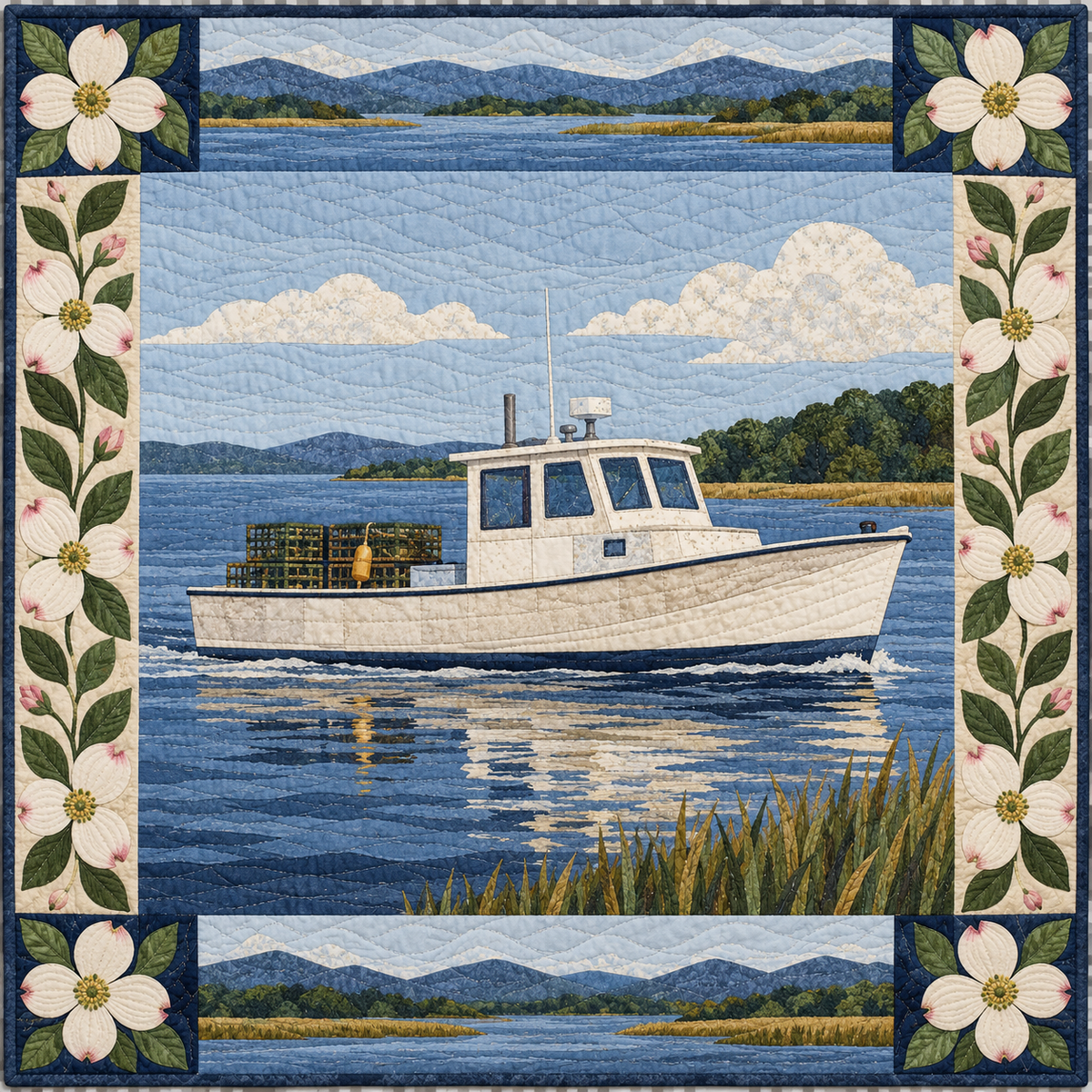 Virginia Tidewater Workboat quilt blanket