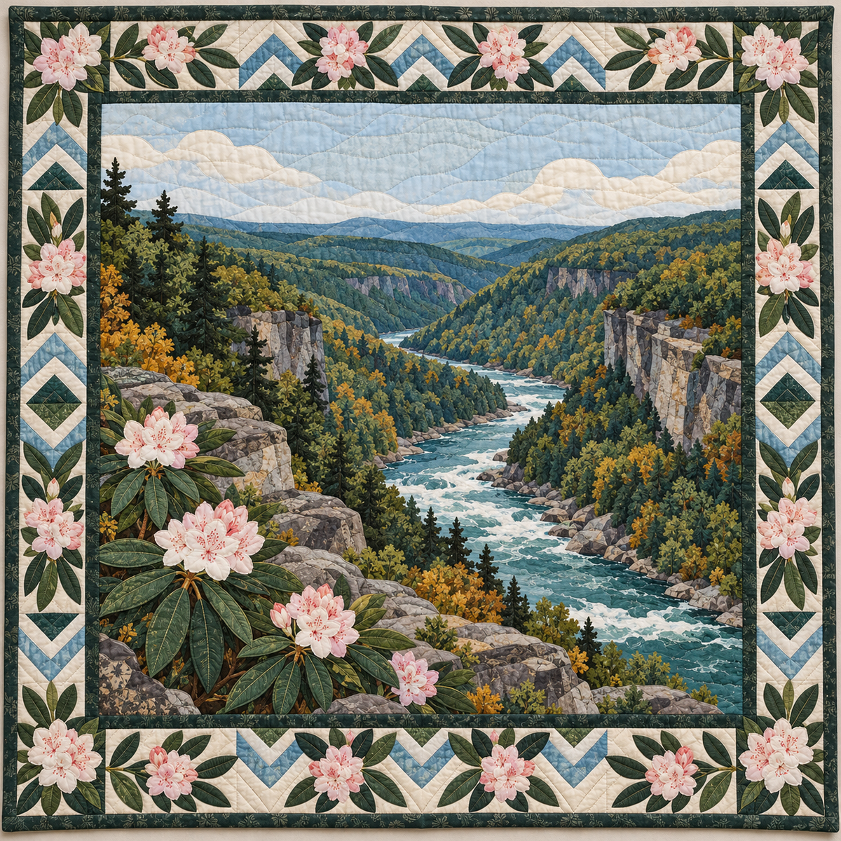 West Virginia Rhododendron River Gorge quilt blanket