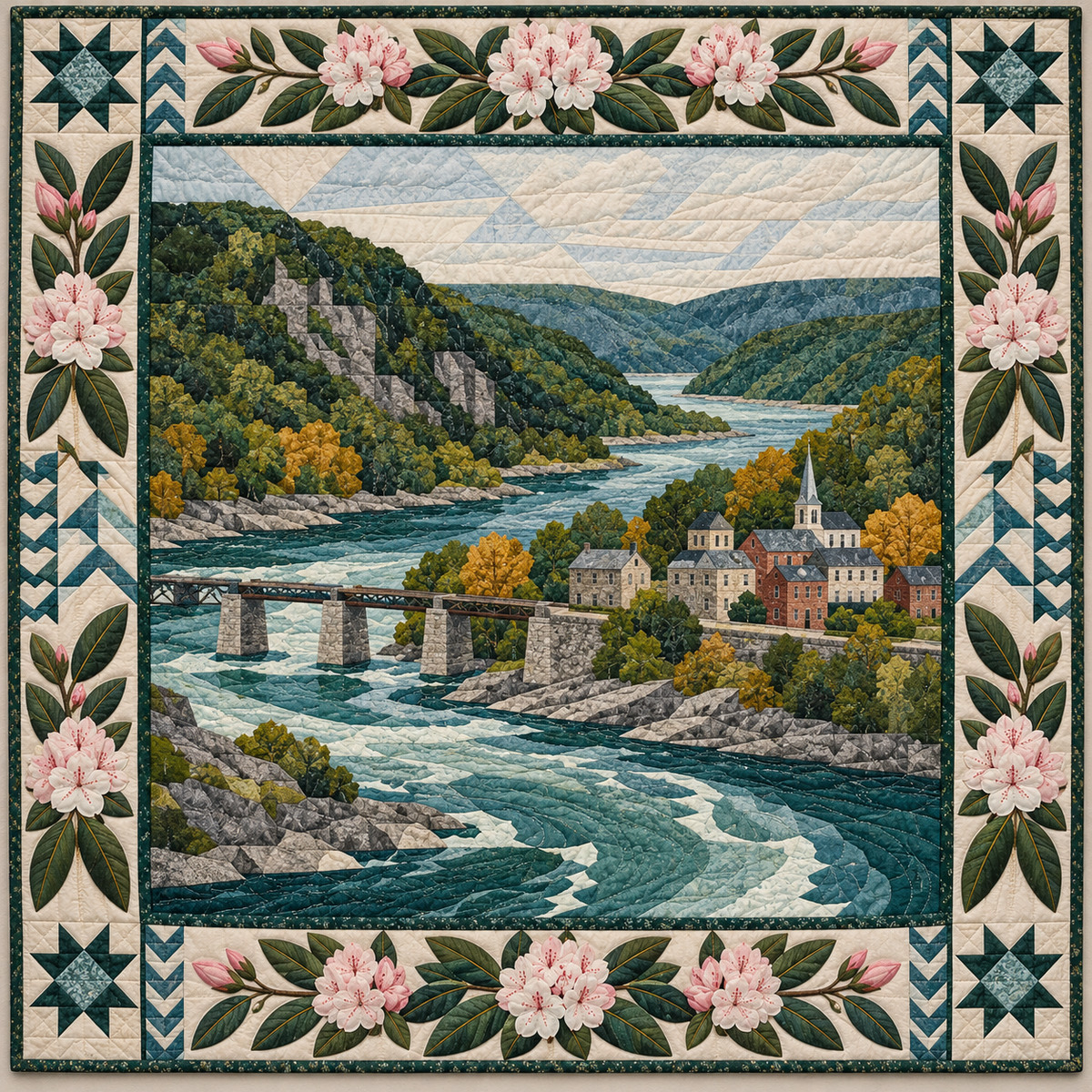 West Virginia Confluence Hearth quilt blanket
