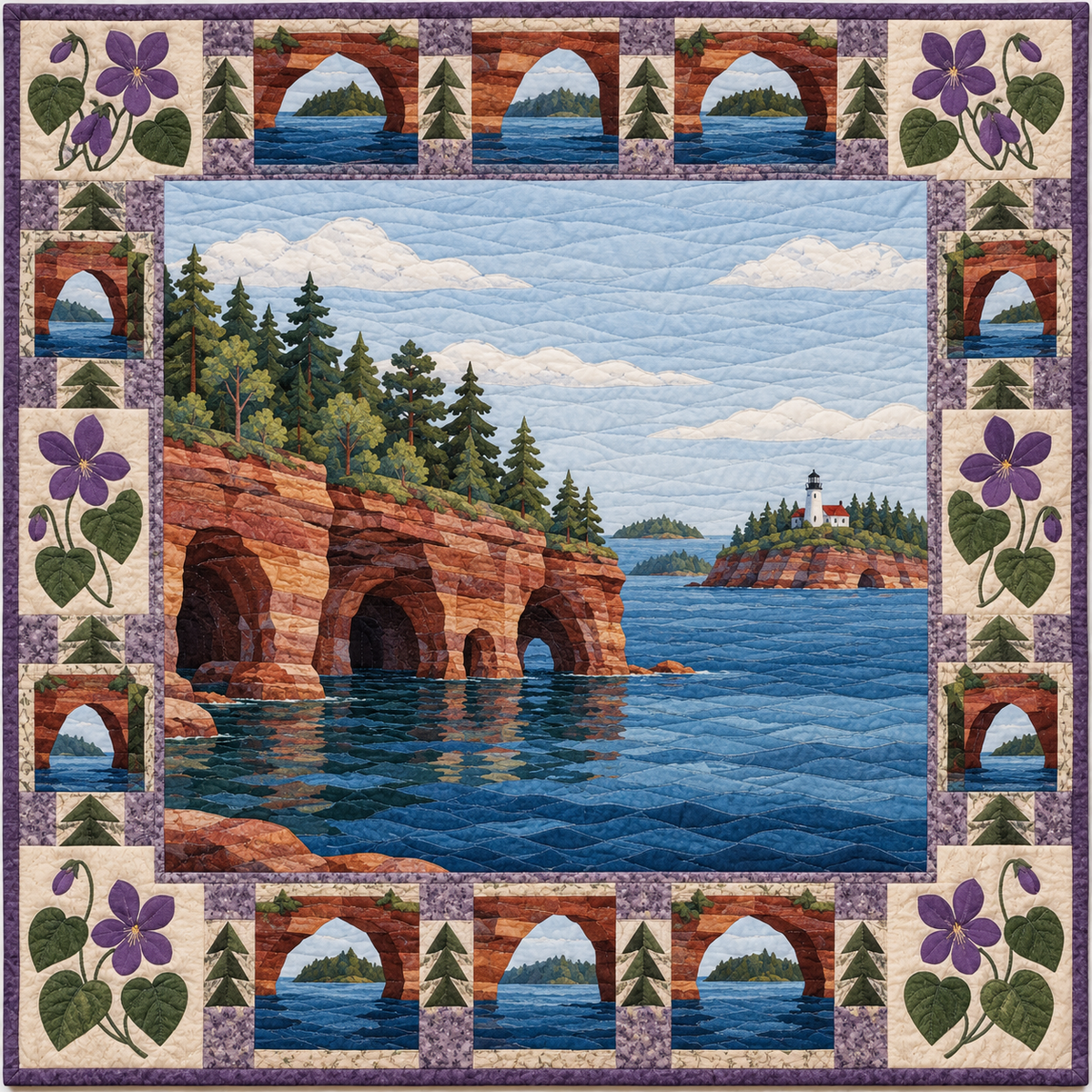 Wisconsin Violet Island Waters quilt blanket