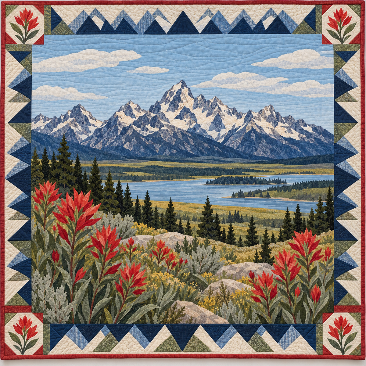 Wyoming Paintbrush Teton Light quilt blanket