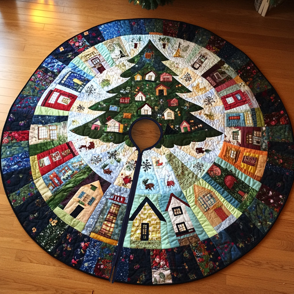 Christmas Houses TL040924446 Quilted Tree Skirt