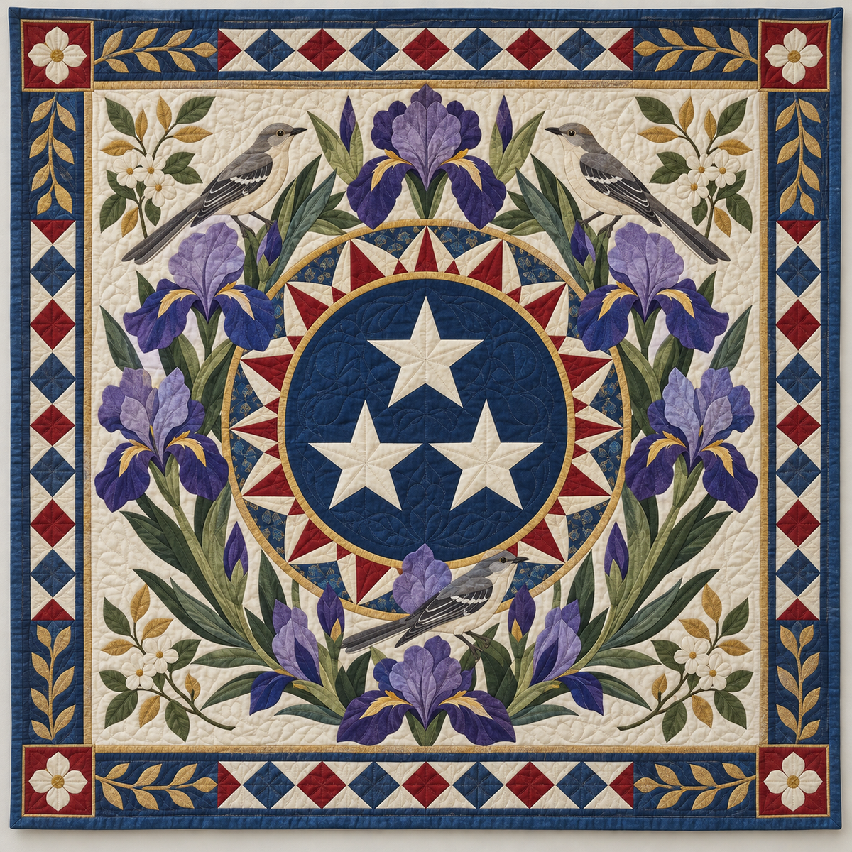 Tennessee Three Stars And Iris TD1410261125 Quilt Blanket