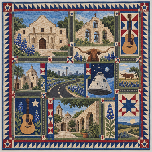 Texas Missions Music And Open Roads TD1410261129 Quilt Blanket