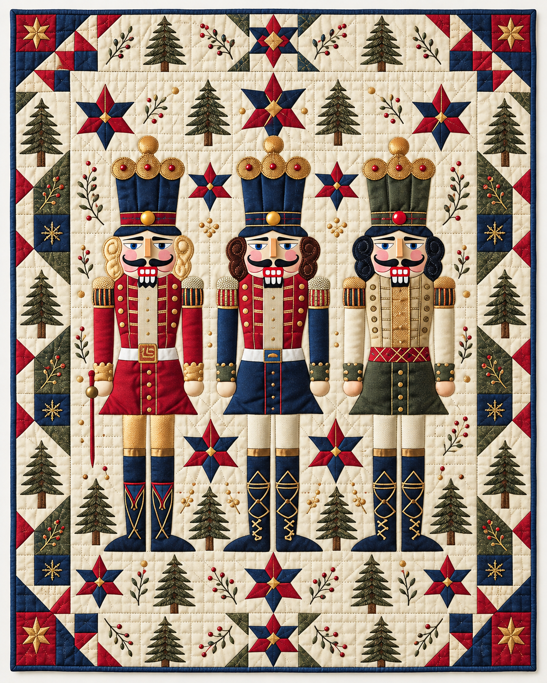 Three Regal Nutcrackers TD101026514 Quilt Blanket