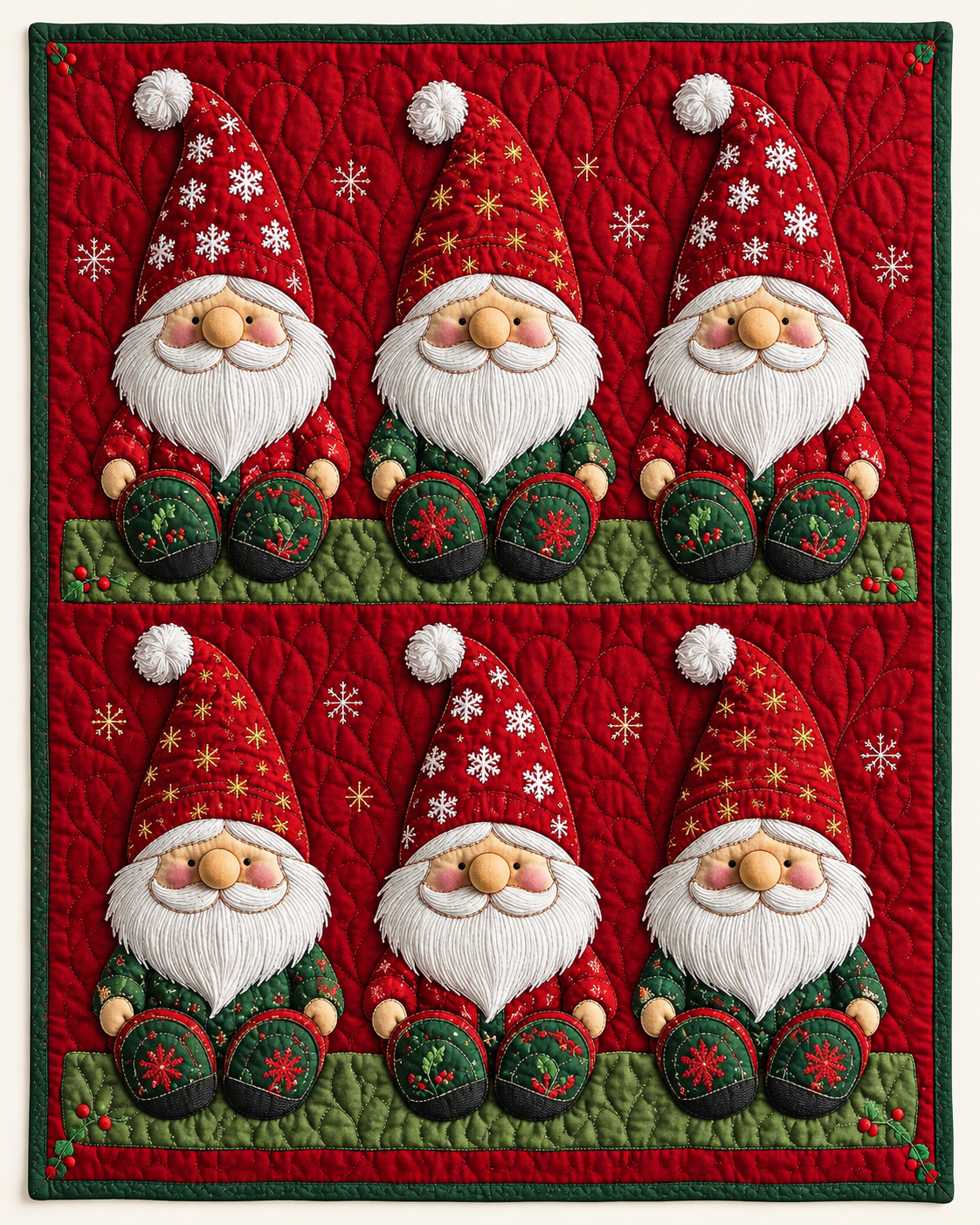 Three Seated Christmas Gnomes TD101026515 Quilt Blanket