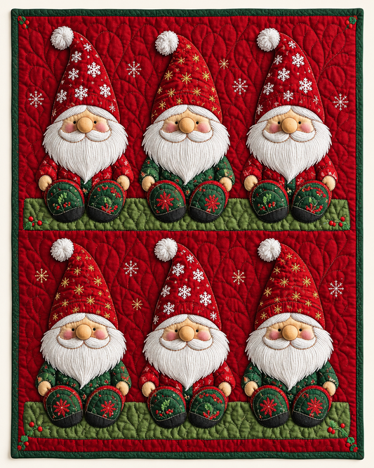 Three Seated Christmas Gnomes TD101026515 Quilt Blanket