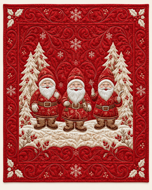 Three Vintage Santas TD101026516 Quilt Blanket